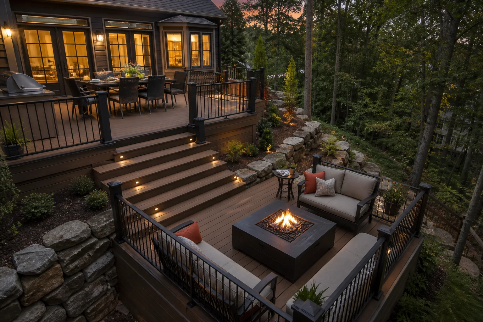 AI concept visualization — Multi-Level Deck with Fire Pit Zone